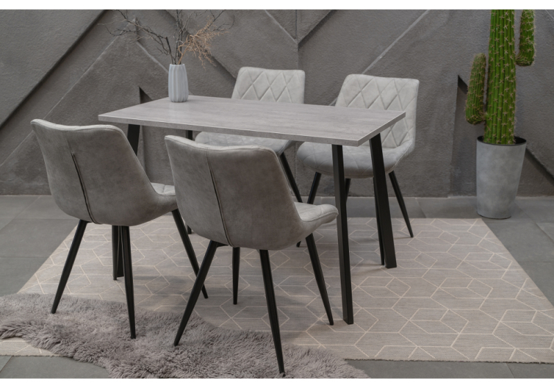 Стол деревянный Тринити Лофт 120 бетон / черный матовый (60x75)