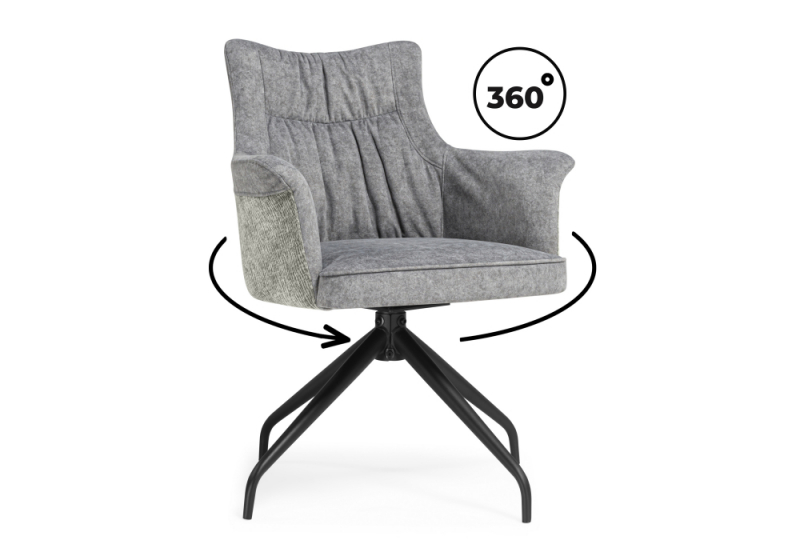 Стул на металлокаркасе Kaser 360 крутящийся grey / black (66x58x84). 