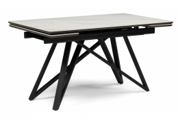 Керамический стол Вилсон 140(200)х80 белый мрамор snow white / черный (80x74)